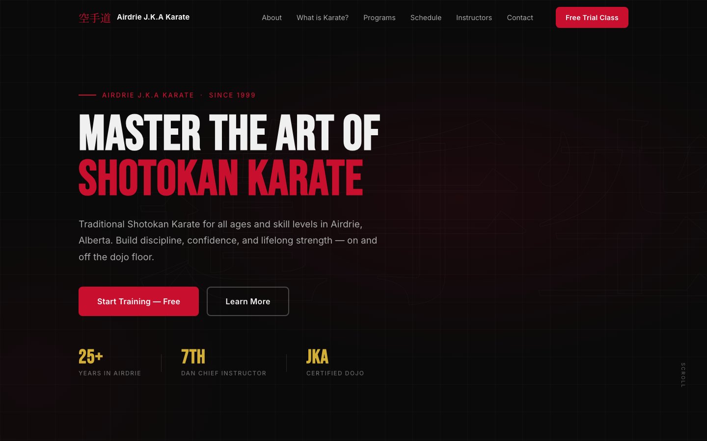 JKA Karate Airdrie website screenshot
