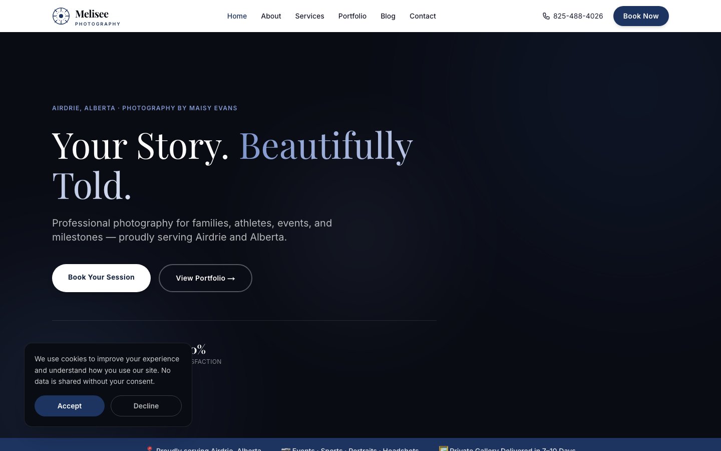 Mélisée Photography website screenshot